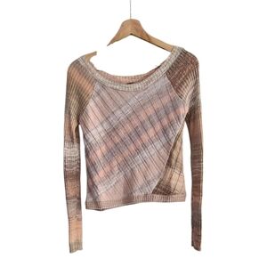 EUC Free People Pink & Tan Fitted Sweater Size XS